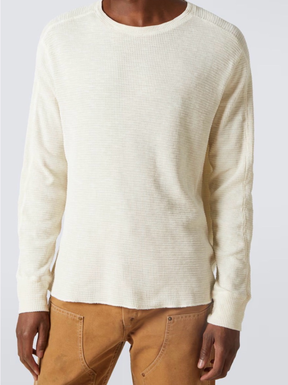 RRL  Waffle Stitch Long Sleeve Cotton Crewneck T-Shirt | color: white | size: L